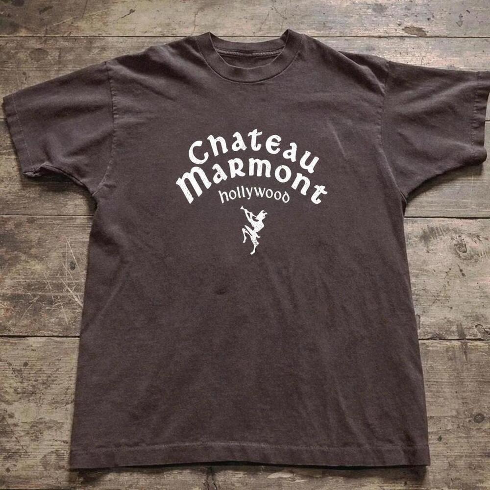 1980S Chateau Marmont Hollywood T-Shirt - Brown And White